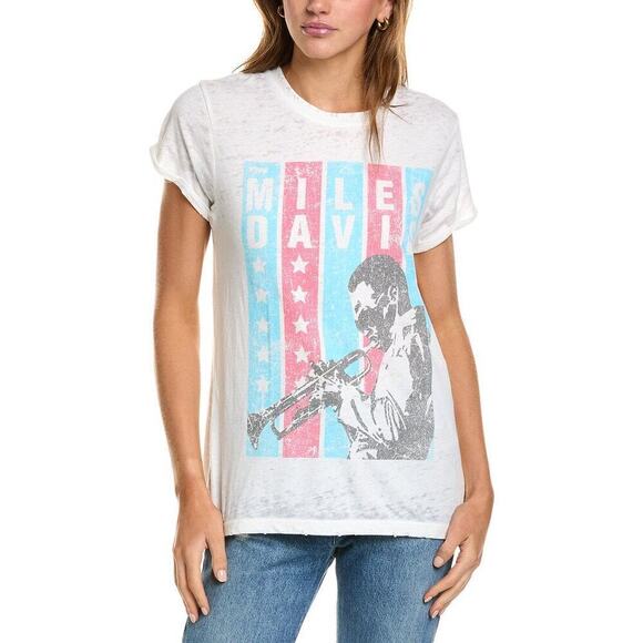 Recycled Karma OddPeople Miles Davis Stars White Short Sleeve Music Tee Size S - Picture 1 of 5